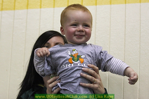 They start them young in Australia to be Duck fans!  Micaela Cocks nephew!