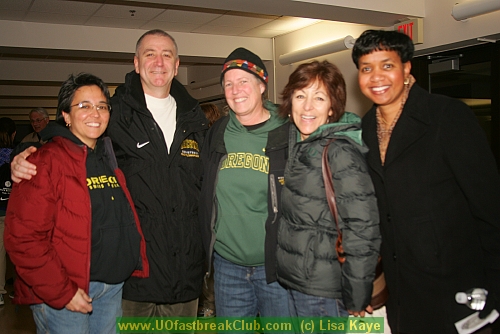 Assistant Coaches Dan Muscatell and Keila Whittington (right) with supporters.