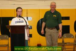 Fast Break Club acknowledges graduating H.S. senior, Shelby Wanser, club member and Assist. Manager of the Ball Girls.