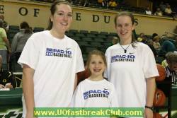 UO WBB Ball Girls!  Assist Manager, Shelby Wanser (and FBC member) on right.