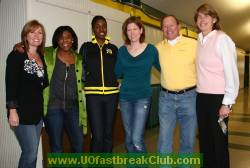 Honorary Captain, Bev Smith (right), former Dir. of Ops, Natasha Ruckwardt (center) and former Assist. Coach Willette White (second from right).