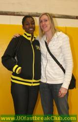 Former players Yadili Okwumabua and Cathrine Kraayeveld.