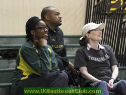 Former '05-'06 Women's Basketball forward, Yadili Okwumabua on left.